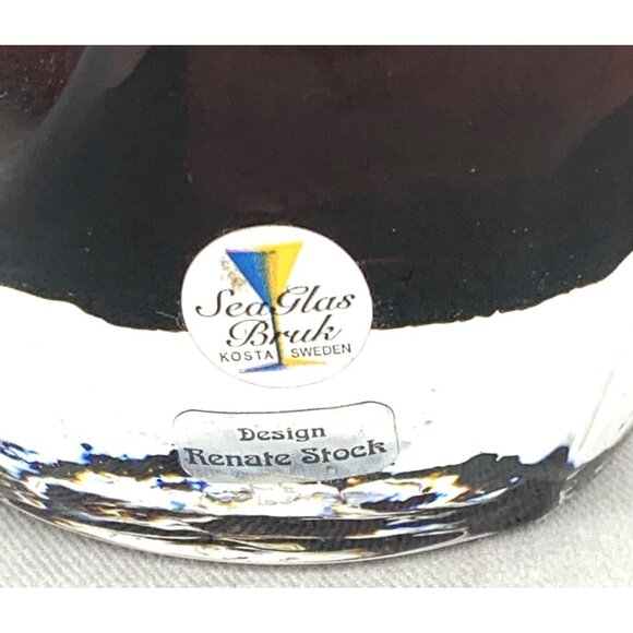 Sea Glas Bruk Renate Stock Glass Purple Vase Kosta Sweden 12" - Picture 8 of 8